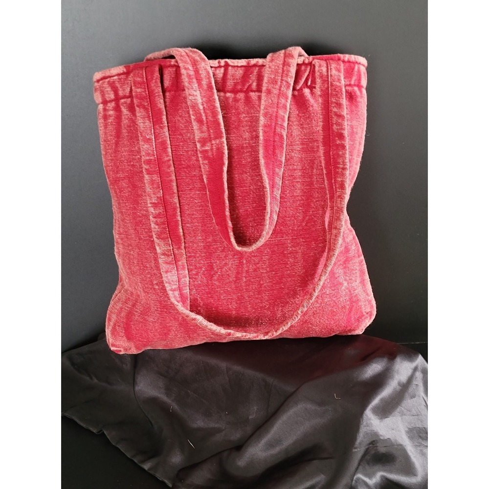 Boho Patchwork Peace Sign Corduroy Tote Bag Red Cotton Nepal - Picture 4 of 9